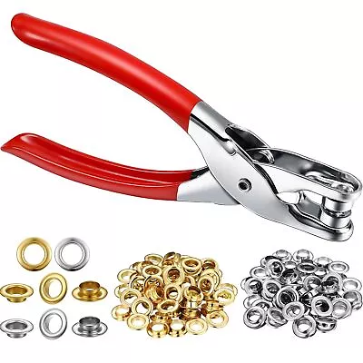 1/4 Inch Grommet Eyelet Plier Set Eyelet Hole Punch Pliers Kit With 300 Metal • $15.99