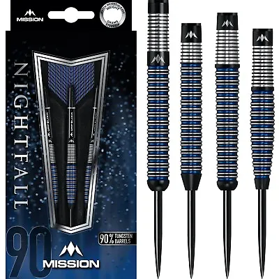 Mission Nightfall Darts Set 21g 22g 23g 24g 25g 26g 27g Grams 90% Tungsten Blue • £45.95