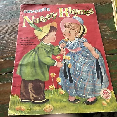 Vintage 1958 Picture Book Favorite Nursery Rhymes By Merrill Oversized Textured • $6.99