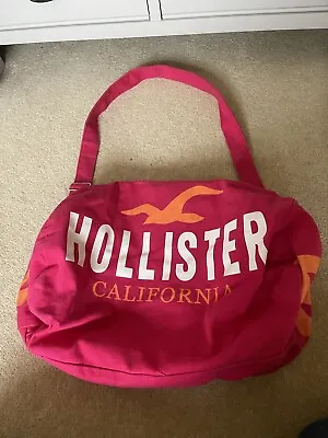 Hollister Girls Womens Pink Logo Holdall Weekend Overnight Bag  • £30