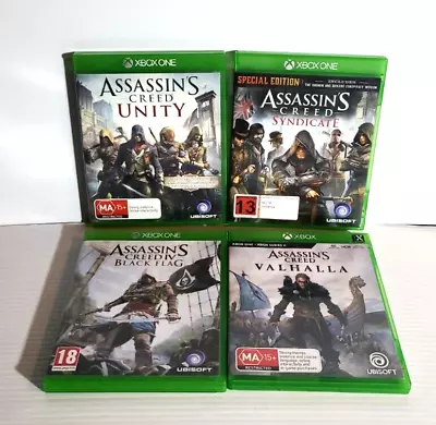 Assassins Creed Black Flag Valhalla Unity & Syndicate Bundle Xbox One Tested • $89.95