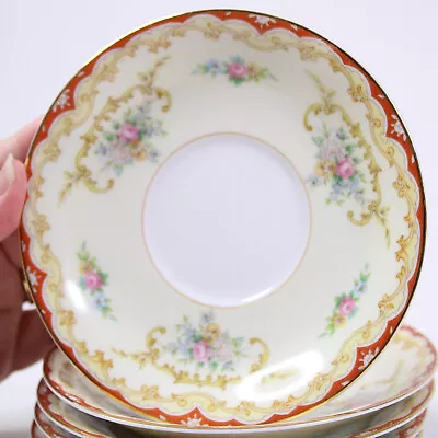 VINTAGE Set Of 5 Noritake Oradell 588 Pink Flowers Yellow Tea Saucers 5.5  INCH • $14.24