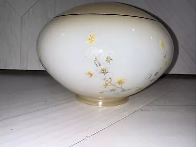 Vtg School House Milk Glass Ceiling Gold Brown Floral Light Shade Globe VGC • $20