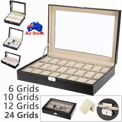 6 - 24 Grids Watch Storage Case Display Box Jewelry Organizer Holder Leather AU • $15.99