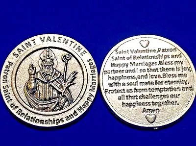 St VALENTINE Pocket Token Patron Saint Relationships Happy Marrage Italy • $8.98