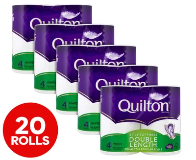 $55.99 • Buy 5 X 4pk Quilton 3-Ply Double Length Toilet Paper Rolls