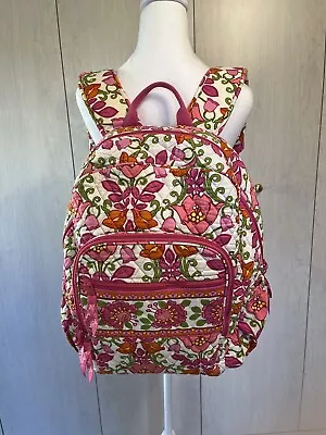 Vera Bradley RETIRED Priscilla Pink Print LARGE Backpack / Bookbag EUC • $25