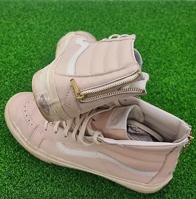 BEAUTIFUL RARE - Women's Soft Pink Vans High Top Leather Shoes Size US7.5 • $25