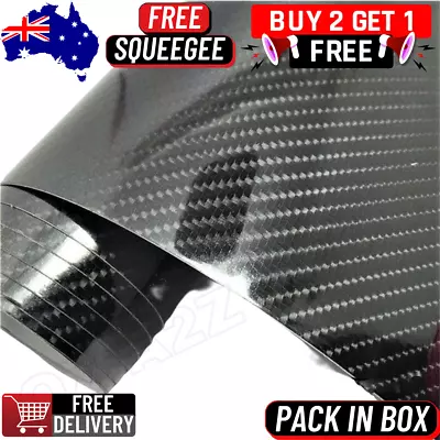 6D Black Carbon Fibre Fiber Car Vinyl Wrap Film Roll Sticker Decals Air Release  • $11.99
