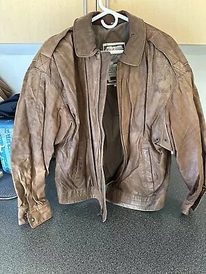 Luis Alvear Vintage Light Brown Leather Jacket Size L In Great Condition • $19.99