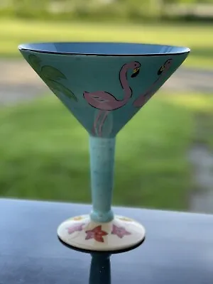 Ormsby Collection Giant Martini Compote 10  Pink Flamingo Oh So Flamingo Decor • $49.99