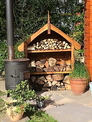 Log Store Wooden Garden Fire Wood Store Outdoor Storage. • £159.99