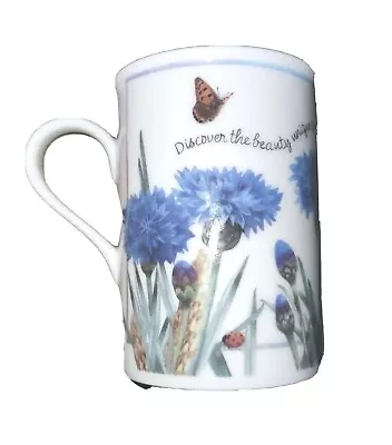 1997 Floral Mug Cup Marjolein Bastin Collection Avon Blue Flower Butterflies  • $6.88