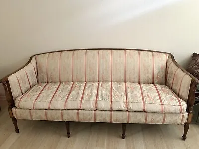 Vintage W&J Sloane Mahogany MCM/Victorian Style Sofa W Grey Duck Down Cushion • $1500