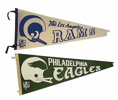 Vintage Los Angeles Rams NFL Felt Wool Pennant 1967 Rare & Philadelphia Eagles • $38.23
