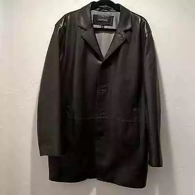 Murano Black Mac Premium Lambskin Leather Coat Men’s Size L • $155