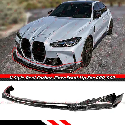For 2021-24 BMW G80 M3 G82 G83 M4 Carbon Fiber V Style Front Bumper Lip Splitter • $509.99