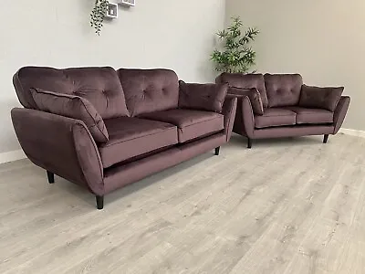 DFS - ZINC Style Velvet 3 Seater + 2 Seater Sofa Set - RRP £2328 • £895