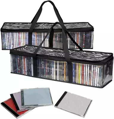 2 Pack CD Storage Bags Clear PVC Plastic-Holds 96 Cds With Cases Total-Strong H • $15.26