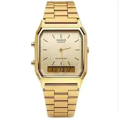 Casio AQ230GA-9D Men's Analog Digital Dual Time Gold Tone Metal Band Watch • $42