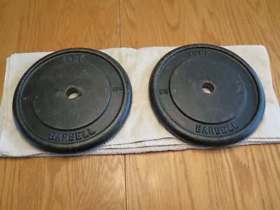 Vintage York Barbell Standard Size Weight Plate 2 X 20 Lb. (40#) USA Stamp • $115