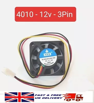 £5.99 • Buy 3Pin 12v 4010 40x40x10mm Fan Desktop PC CPU Heatsink Cooler Cooling Fan UK