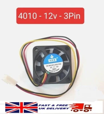 3Pin 12v 4010 40x40x10mm Fan Desktop PC CPU Heatsink Cooler Cooling Fan UK • £5.99