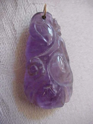 $39.99 • Buy Vintage Carved Purple Jade Jadeite Pendant Floral Design