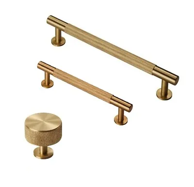 £9.99 • Buy Carlisle Brass KNURLED Cupboard Pull Handles & Cabinet Knobs BRUSHED SATIN BRASS