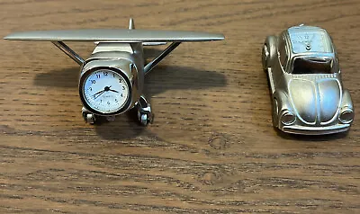 Vintage Collectable MINIATURE CLOCK Lot Of (2) 1-Plane And 1-Beetle • $39.99