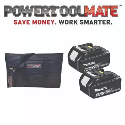 Makita BL1850 18V LXT 5.0Ah Li-Ion Batteries Twin Pack Powertoolmate Bag Kit Set • £142.99