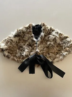 Luxury Codello Brown Beige New Rabbit Fur Collar Scarf Stole Bolero Cape Shrug • $25
