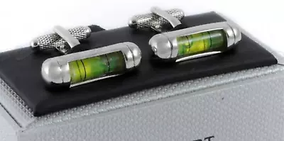 £12.99 • Buy Green Spirit Level Cufflinks Supplied In A Gift Box Onyx-Art CK834