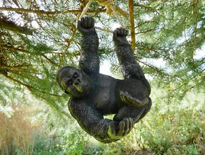 Climbing Gorilla Tree Hanging Garden Ornament Statue Sculpture Resin Decoration • £49.64