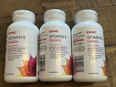 3 Bottles GNC Women's Gelatin - 60 Capsules Ea - 180 Total Exp. 04/25 • $28.88