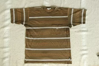 Vintage 1970's Hang Ten Striped Shirt Brown Large L • $89
