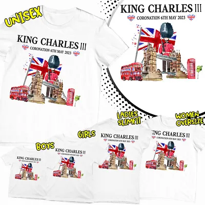King Charles III Coronation Union Jack Adult Kids T-Shirts Tee Top-KC#08 • £10.99
