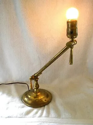 Vintage Brass Swing Arm Adjustable Table/Piano/Library Table Lamp Mid Century • $26.20