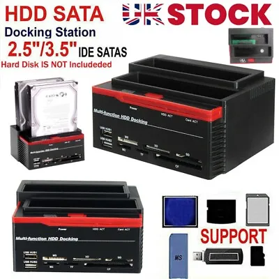 External HDD Docking Station 2.5″/3.5″ IDE+SATA USB Dual Hard Drive Card Reader • £23.49