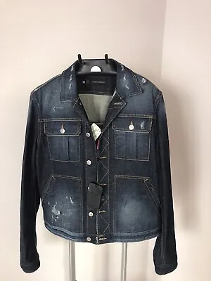 DSQUARED2 Distressed Denim Jacket Trucker/Style  Blue Size IT 52 US L/M • $339