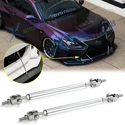 New Silver Chrome Adjust Bumper Lip Splitter Strut Rod Tie Support Bars Assy Kit • $14.79