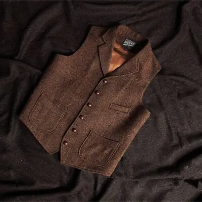 2022 New Men's Vest Vest Steampunk Jacket Men's Brown Vest Formal • $94.78