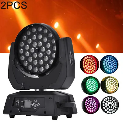 2Pack 36 X 10W RGBW 4in1 LED Zoom Moving Head Wash Stage Light 360W DMX DJ Party • $310.99