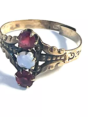 Antique 18k Rose Gold Opal & Garnet Ring For Repair • $25