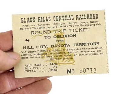 Vintage Railroad Station Ticket Hill City Dakota Train Locomotive Collectible • $19.50