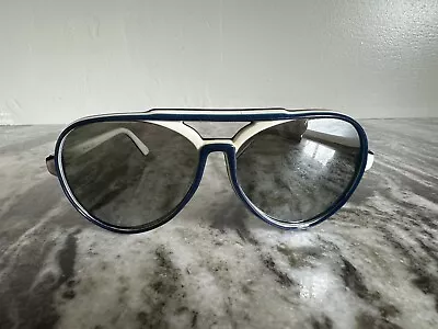 VTG 1960s 70s Snowland Aviator Ski Sunglasses Blue White Mirrored Lense Japan • $48