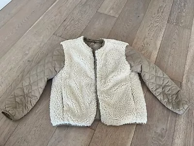 Zara  Girl’s Jacket  Faux Shearling Quilted  Coat Size 13-14 Beige • $40