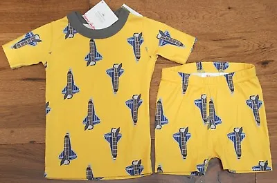 NEW Hanna Andersson SPACESHIP PAJAMAS Sz 3 90 Organic Short John PJ Rocket Ship • $19.45