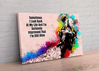 Valentino Rossi Moto Gp Style Quote Bikes Canvas Wall Art Picture Poster Print • £11.99