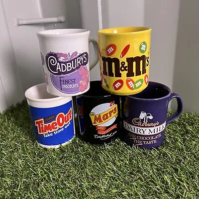 £19.99 • Buy Sweets Promotional Mugs X 5 Job Lot Mars, Time Out, M&M ,Dairy Milk, Cadburys